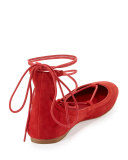 Jenessa Suede Lace-Up Ballerina Flat