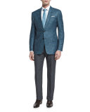Basic Flat-Front Wool Trousers, Charcoal