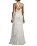 Webbed Feather Maxi Skirt, Cream
