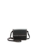 Rockstud Vitello Flap-Top Shoulder Bag, Black