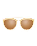 Volunteers Square Metal-Bridge Sunglasses, Cream/Horn