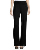 Wide-Leg Pants W/Banded Waist, Black 