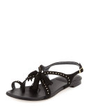 Flapagain Flat Suede Tassel Sandal, Black