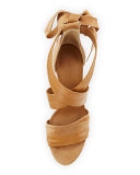 Beatrice Leather & Suede Wrap Sandal, Sand