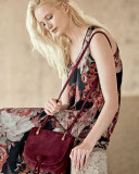 Zoe Suede Saddle Bag, Bordeaux