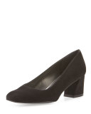 Marymid Suede Mid-Heel Pump, Black