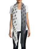 Kelly Skull Faded Ombré Scarf, Noir