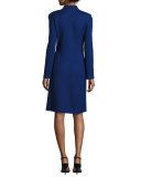 Trellis Knit Jewel-Neck Sheath Dress, Vivid Denim