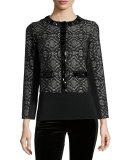 Dressy Cropped Jacket W/ Stone Trim 