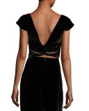 Velvet Twist-Back Crop Top