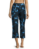 Floral-Print Pajama Cropped Pants, Multi Pattern