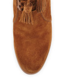 Odile Suede Lace-Up Bootie, Luggage