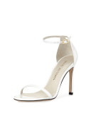 Nudistsong Patent Ankle-Strap Sandal, White