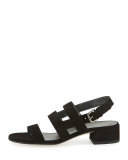 Barrio Suede Slingback Sandal, Black