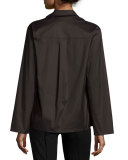 Split-Neck Spread-Collar Poplin Top