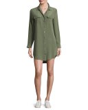 Slim Signature Long-Sleeve Dress, Dark Green