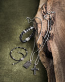 Classic Chain Gourmette Lava Dog Tag Necklace