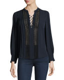 Lace-Up Silk Georgette Top