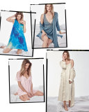 Perla Sleeveless Long Nightgown, White/Fawn