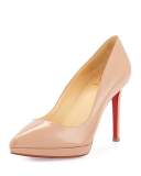 Pigalle Plato Patent Red Sole Pump, Nude