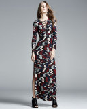 Jolene Long-Sleeve Lace-Up Maxi Dress, Pulse