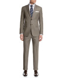 Micro-Check Wool Two-Piece Suit, Tan