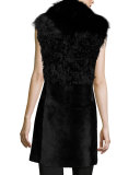 Cyrene Shearling & Fox Fur Vest, Black