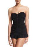 Waterfall Bandeau Swimdress, Black