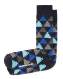 Aztec-Print Socks, Navy