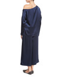 Satin Asymmetric Long-Sleeve Top