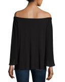 Trainspot Off-the-Shoulder Top, Black