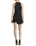 Orion Faux-Wrap Mini Dress, Black