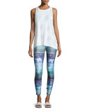 Blue Hues Fair Isle Performance Leggings, Blue