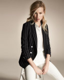 Daytona Pinstriped Cutaway Blazer, Black/White