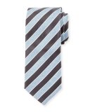 Repp Stripe Silk Tie, Charcoal/Light Blue