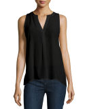 Aruna Split-Neck Silk Top