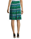 Striped Multi-Pleat A-Line Skirt, Maritime/Multi