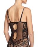 Precieux Tissage Lace Bodysuit, Noir