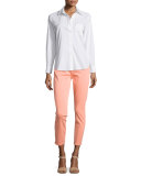 Sateen Skinny Cropped Jeans, Peach