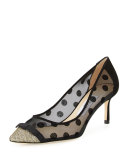 Dorothy Polka-Dot Mesh Pump, Black/Bronze