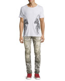 Logo Graffiti-Paint Skinny Jeans, Gray