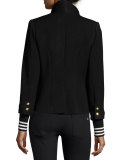 College Striped-Cuff Blazer, Black