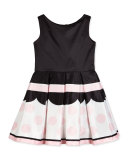 Sweet Treat Sleeveless Pleated Fit-and-Flare Dress, Pink/Black, Size 2-6X