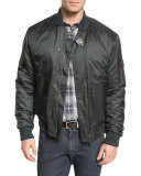 Nylon Bomber Jacket, Green