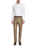Parker Flat-Front Super 150's Trousers, Khaki