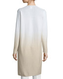 Sequin-Embellished Ombre Long Cardigan, Soy/Multi