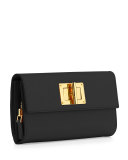 Natalia Continental Turn-Lock Wallet, Black