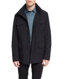 Snap-Front Field Jacket, Black