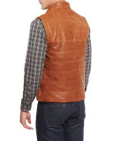 Quilted Leather Vest, Tobacco