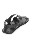 Leather Strappy Sandal, Black
